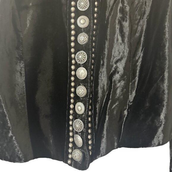 Rare Double D Ranch Silver Studded Black Velvet Jacket M Vintage Western Boho - Picture 6 of 15